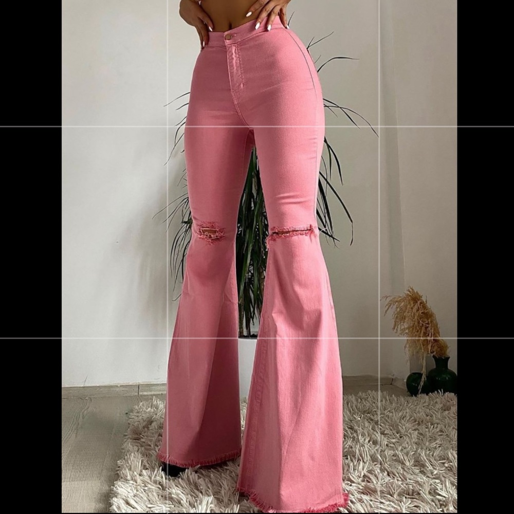Pink flare bell bottom jeans